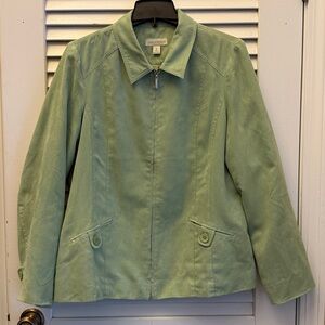Appleseed zipper Green Blazer Jacket Size 16 faux suede